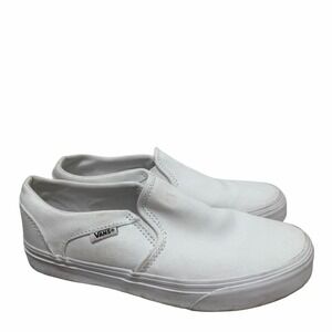 Vans Asher Skateboarding Slip On Sneakers Womens US 7 EU 37 White Walking Shoe
